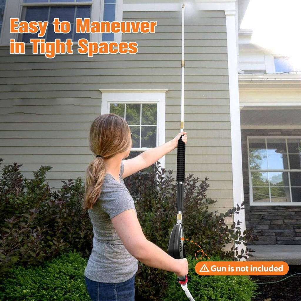 4000 PSI Telescoping High Pressure Power Washer Extension Wands For Gutter & Roof Drainage & Walls Cleaning